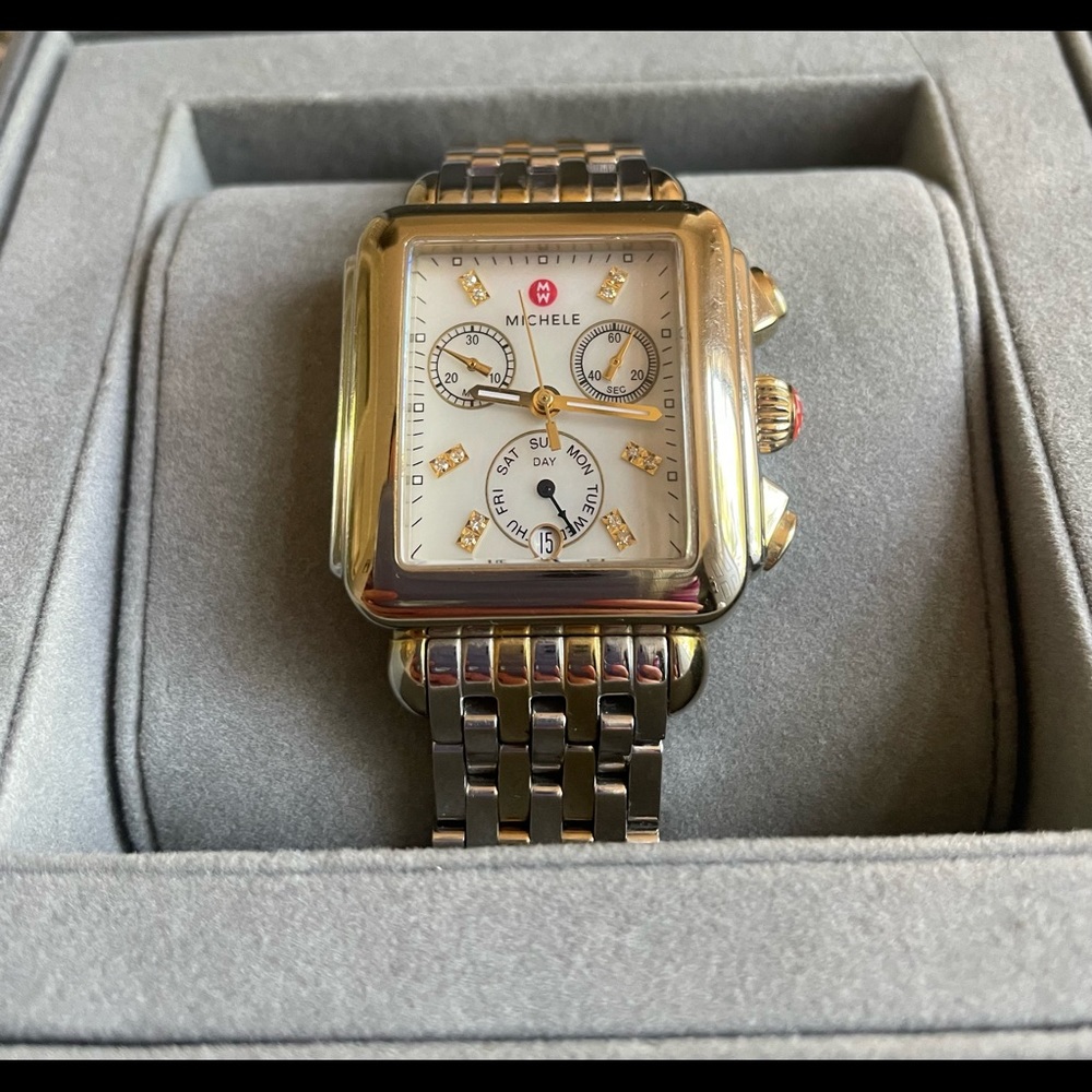 Michele Two-toned Silver Gold Watch